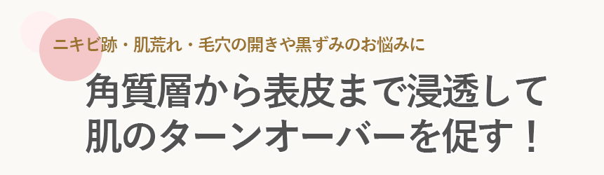 角質層から表皮まで浸透して肌のターンオーバーを促す！